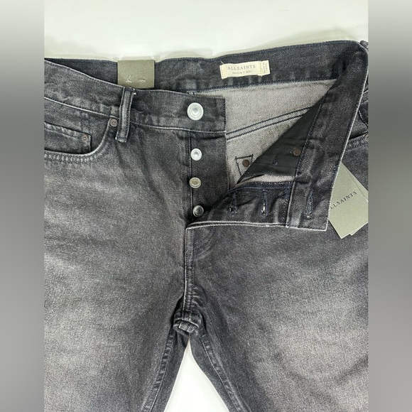 NWT AllSaints Switch Raw Hem Denim Shorts in Washed Black - Size 31 - Picture 7 of 13